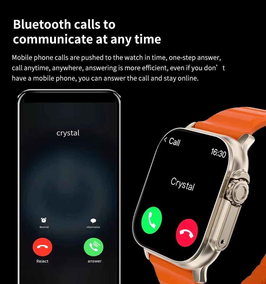 T900 Ultra Smartwatch with Bluetooth Calling, Message Alerts, Heart Rate Monitoring, and Sports Features for Android and iOS - Unisex Design