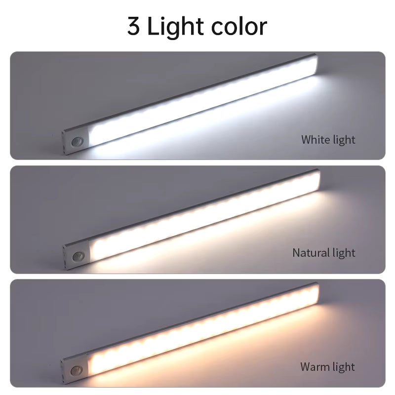 Wireless LED Motion Sensor Night Light - USB Rechargeable Cabinet and Wardrobe Lamp for Kitchen Backlighting
