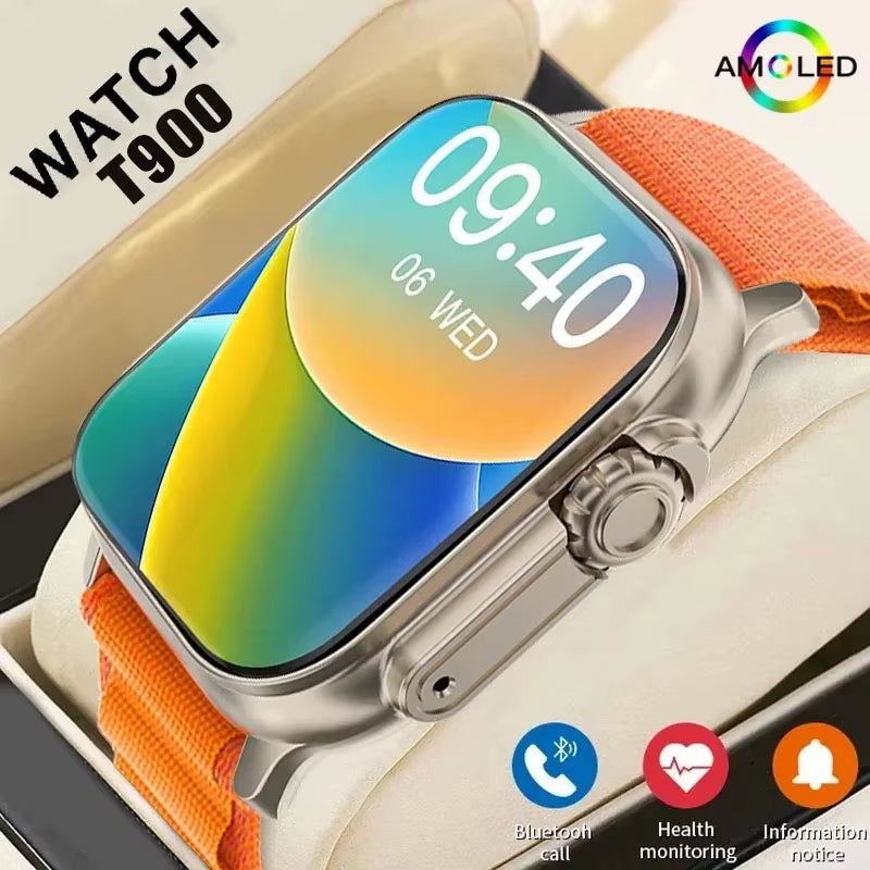 T900 Ultra Smartwatch with Bluetooth Calling, Message Alerts, Heart Rate Monitoring, and Sports Features for Android and iOS - Unisex Design