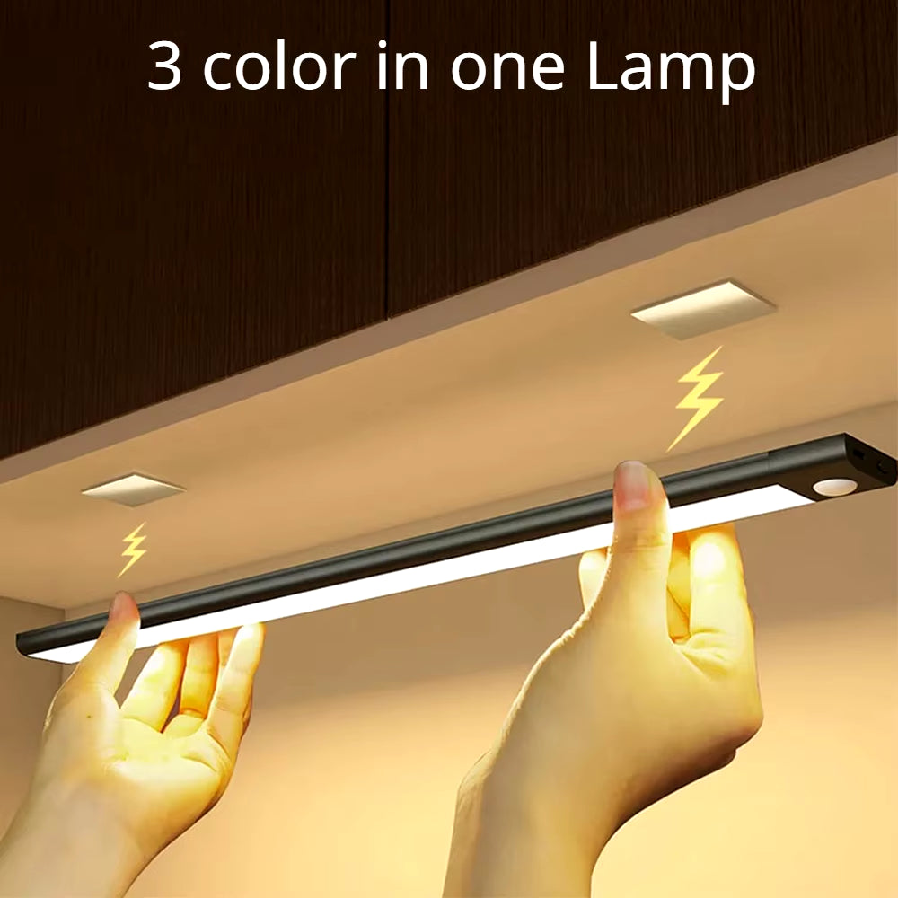 Wireless LED Motion Sensor Night Light - USB Rechargeable Cabinet and Wardrobe Lamp for Kitchen Backlighting