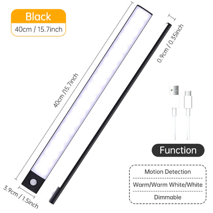 Wireless LED Motion Sensor Night Light - USB Rechargeable Cabinet and Wardrobe Lamp for Kitchen Backlighting